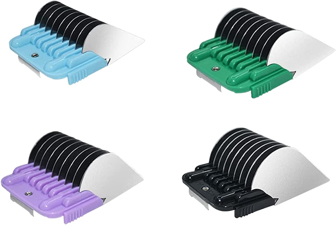 Professional Animal Stainless Steel 4 Color Guide Comb Set Compatible with andis Oster A5 wahl km10 10#/15#/30# Detachable Blade?Cutting Length 19mm-32mm