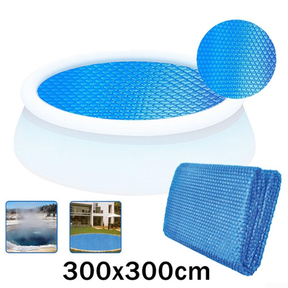 Bâche solaire ronde en polyéthylène pour piscine hors sol - 240 cm ou 300 cm - Protection contre la chaleur - Réduit l'évaporation - Bleu