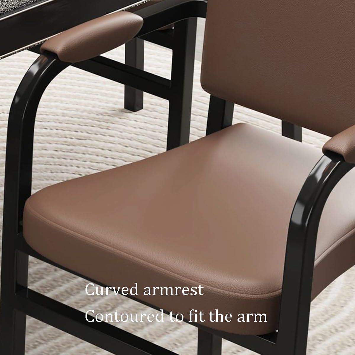 張り地付き待合室用チェア 人間工学に基づいたクッション付きアームレストチェア レザー製会議室用チェア ダイニングルーム・応接室向け頑