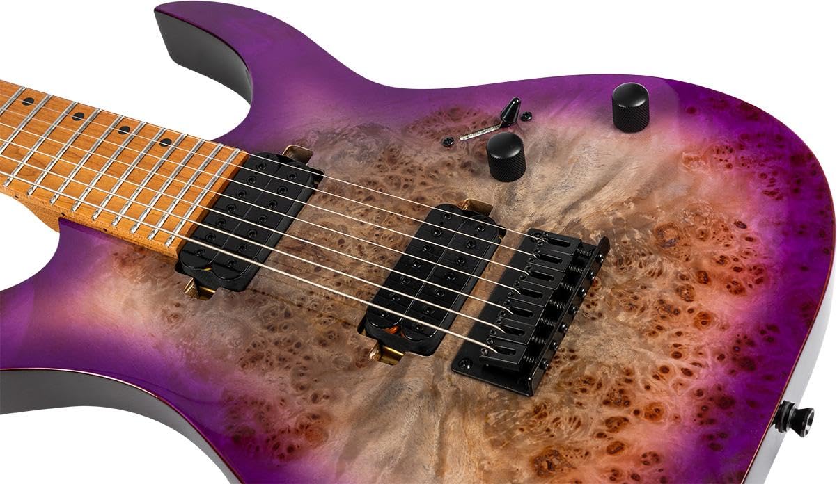 SPIRA Guitars S-457 TPP Trasparente Viola 7 corde Chitarra elettrica