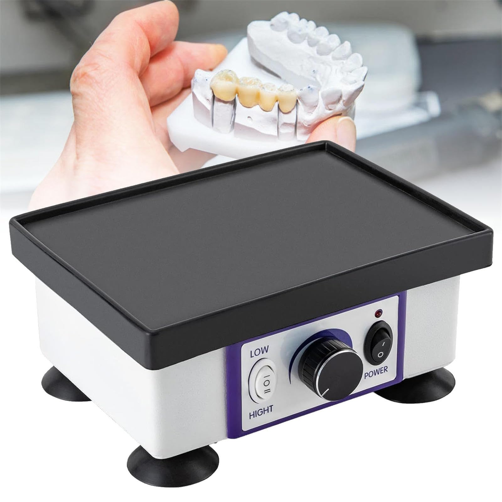 Lab Square Plaster Vibrator, Adjustable Speed Dental Vibrator Plate, Gypsum Mixing Machine for Mixed Gypsum/Plaster, Casting Models