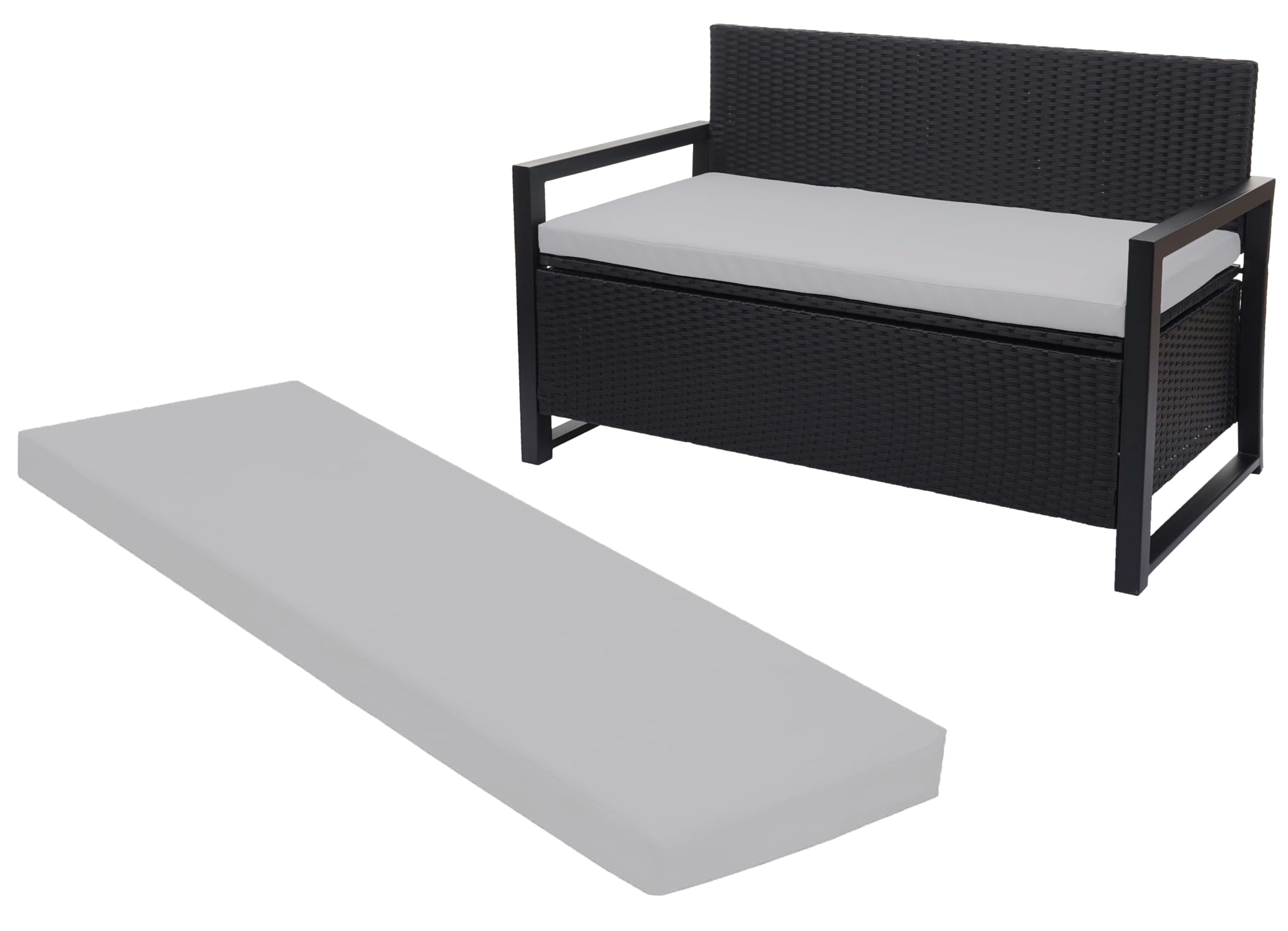 Crescent Textile 100% Waterproof Garden Bench Cushion 2/3/4 Seater Outdoor Long Bench Seat Pad for Lawn & Garden, Patio, Office, Coffee Shop with Removable Cover (2 Seater 108cm x 45cm x 5cm, Silver) — image 1