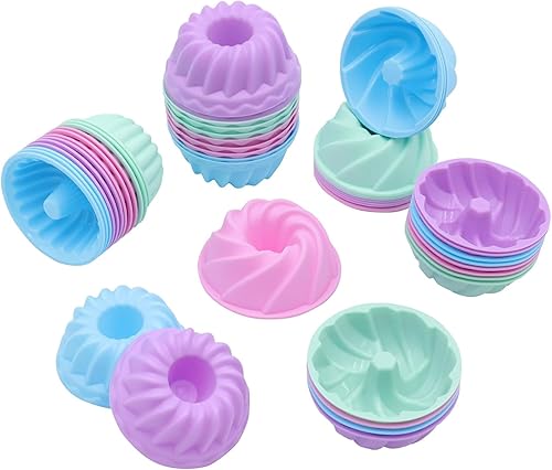 Tongjude 48 moldes para donas, 2.75 pulgadas de diámetro y 0.98 pulgadas de profundidad, reutilizables, antiadherentes, moldes de silicona de 4