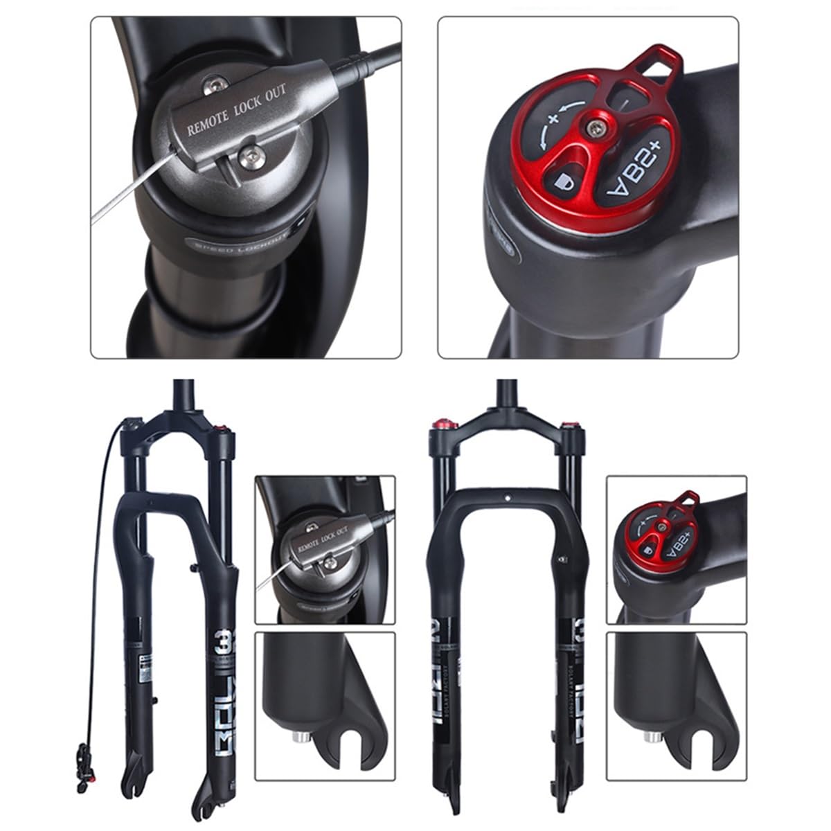 Widelec amortyzowany do MTB XC 20 i 26 cali, rura prosta 28,6 mm, przedni widelec powietrzny do roweru górskiego, piesze wędrówki QR 135 x 9 mm, zdalne blokowanie ręczne