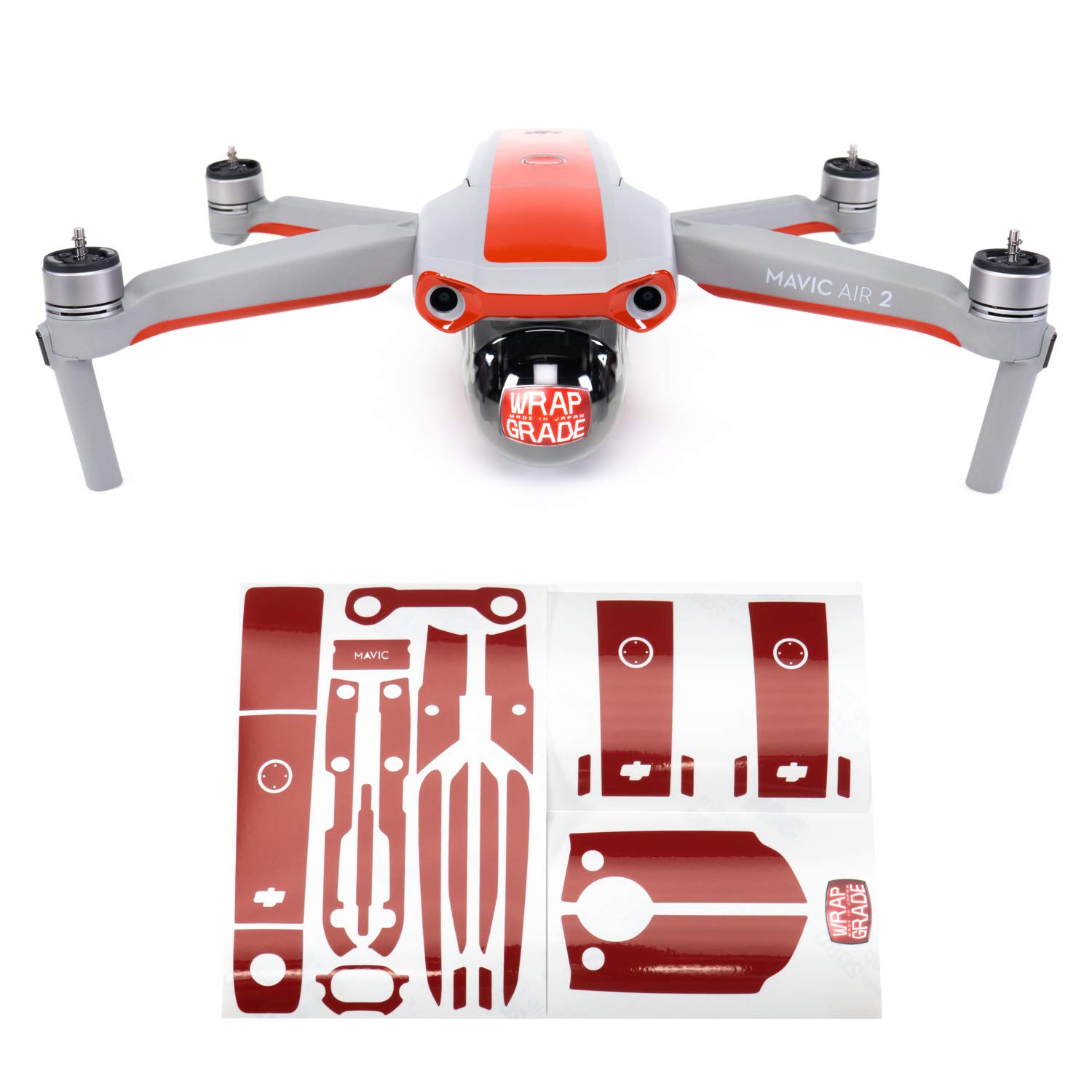 Wrapgrade Skin Compatible with DJI Mavic Air 2 | Accent Color B (Super RED)