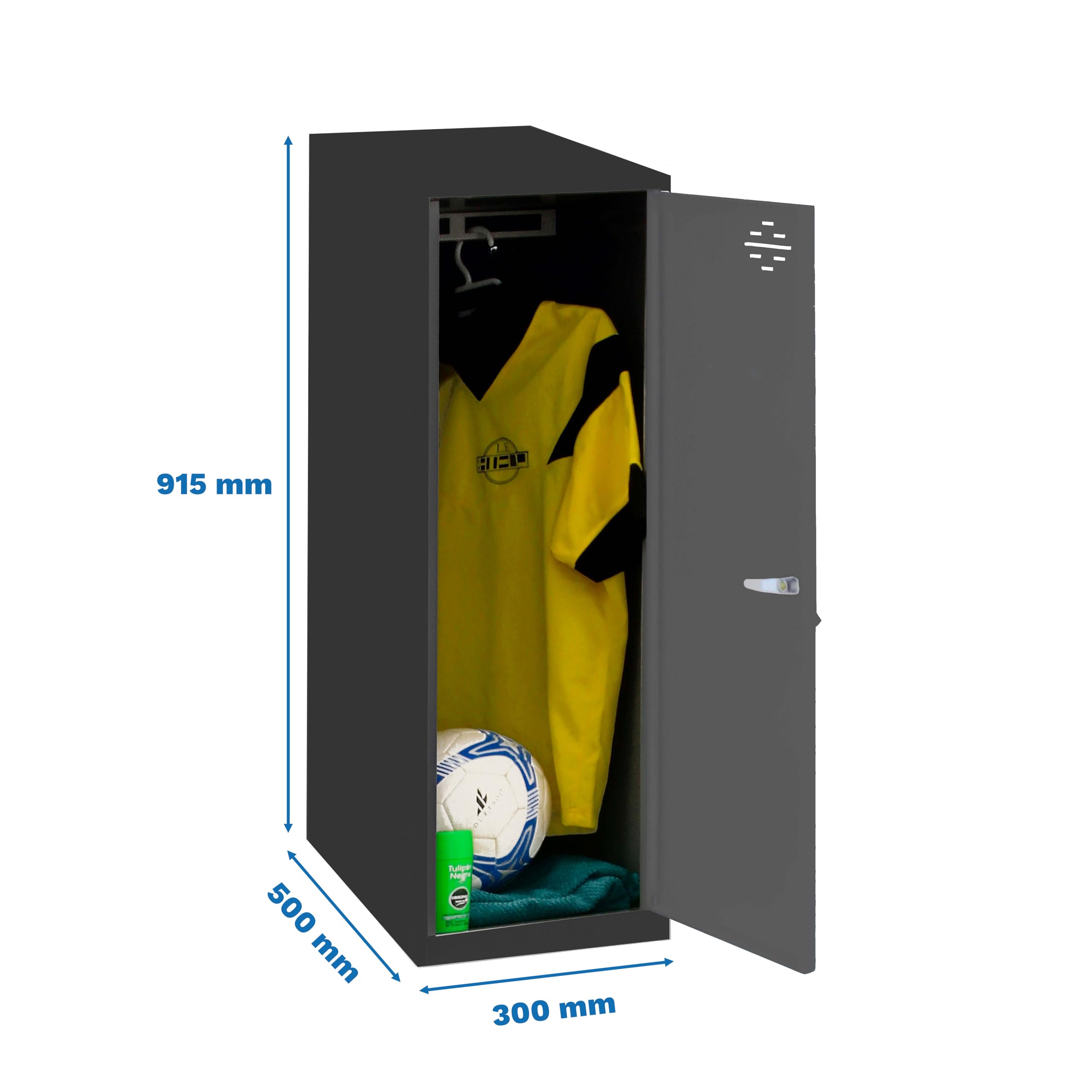 PROREGAL Schließfachwürfel AMEGO | HxBxT 91,5x30x50cm | Ohne Standfüße | Anthrazit-Anthrazit | Spind Schließfach Garderobe