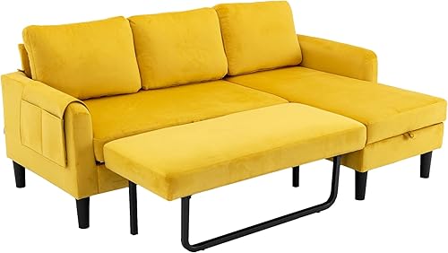 Miniatura 6 de Sofá cama modular con diván convertible de almacenamiento, sofá cama extraíble tapizado en forma de L con bolsillo lateral y 3 almohadas extraíbles