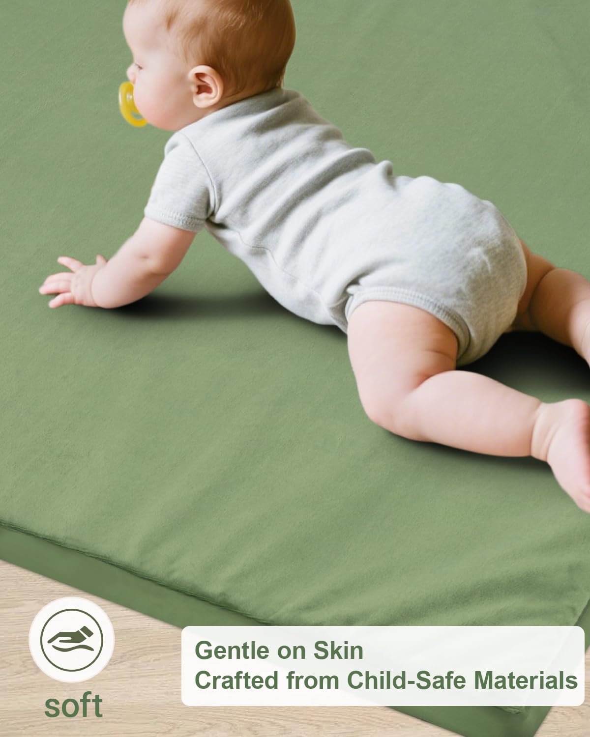Tapete grueso de juego para bebé, tapete reversible de espuma de piel vegana y felpa de 50 x 50 pulgadas, funda extraíble, fácil cuidado y súper suave para cualquier sala de juegos y tiempo familiar