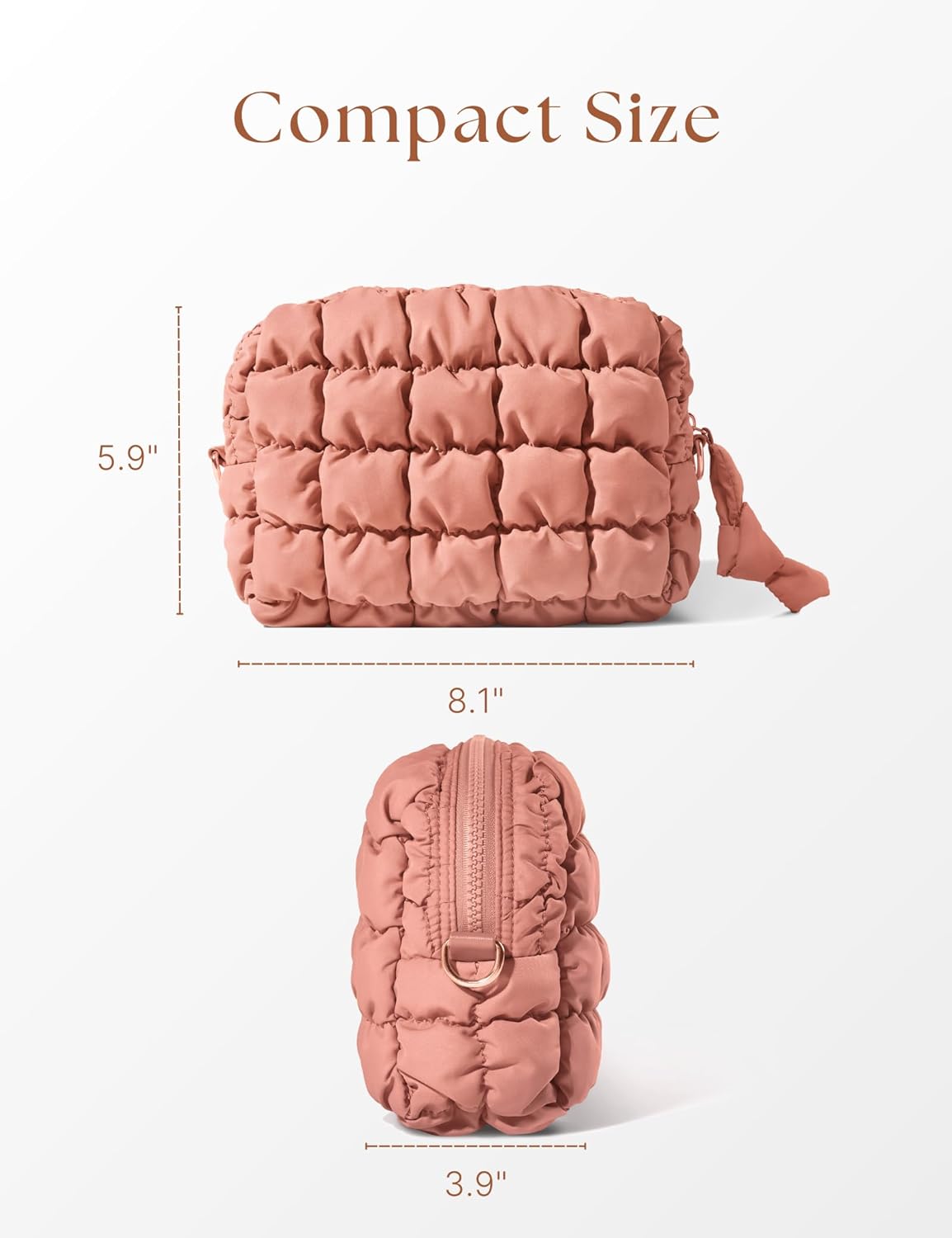 Quilted Makeup Bag Puffy Cosmetic Bag Cute Puffer Travel Toiletry Bag for Women, Large Makeup Pouch for Purse Quilted Cosmetic Pouch for Essentials Toiletries, Christmas for Women, Girls - Image 2