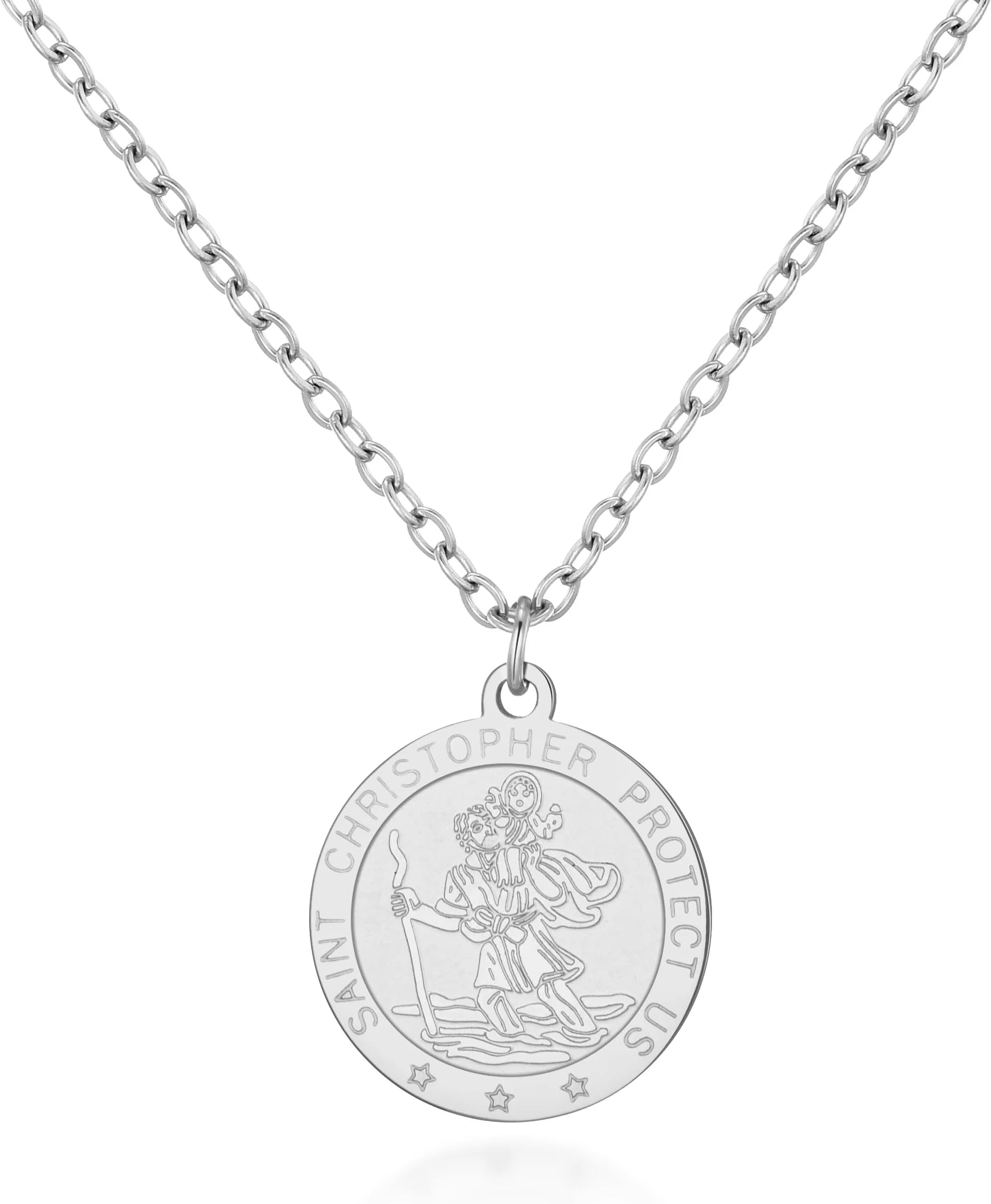 Men's Stainless Steel St Christopher Necklace