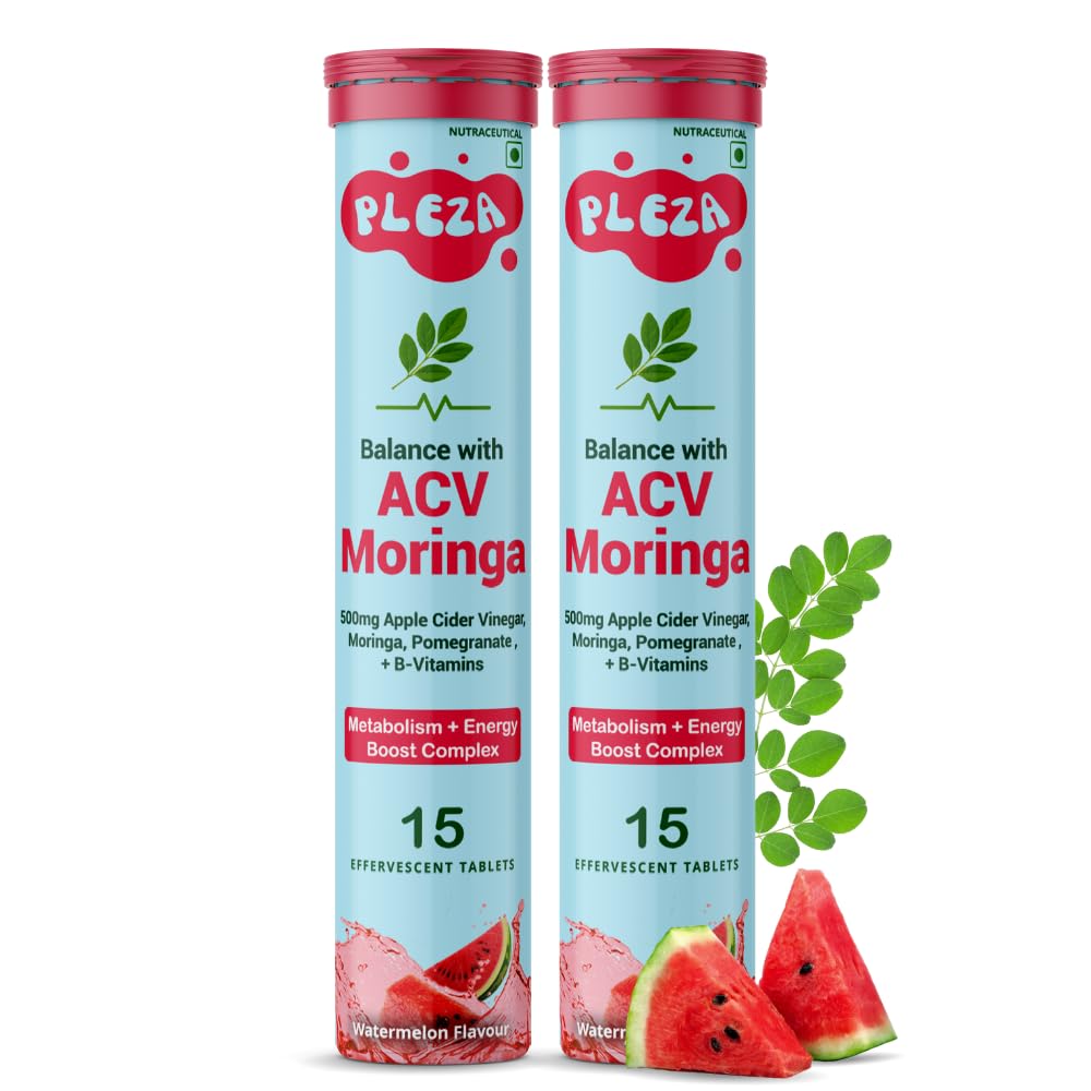Pleza ACV Moringa Supplement | Controls Cravings, Boosts Metabolism | 500mg Apple Cider Vinegar, Moringa, Vit B6, B12 | No Added Sugar | Beginner Pack- 15 Days | 30 Effervescent Tablets-image-14