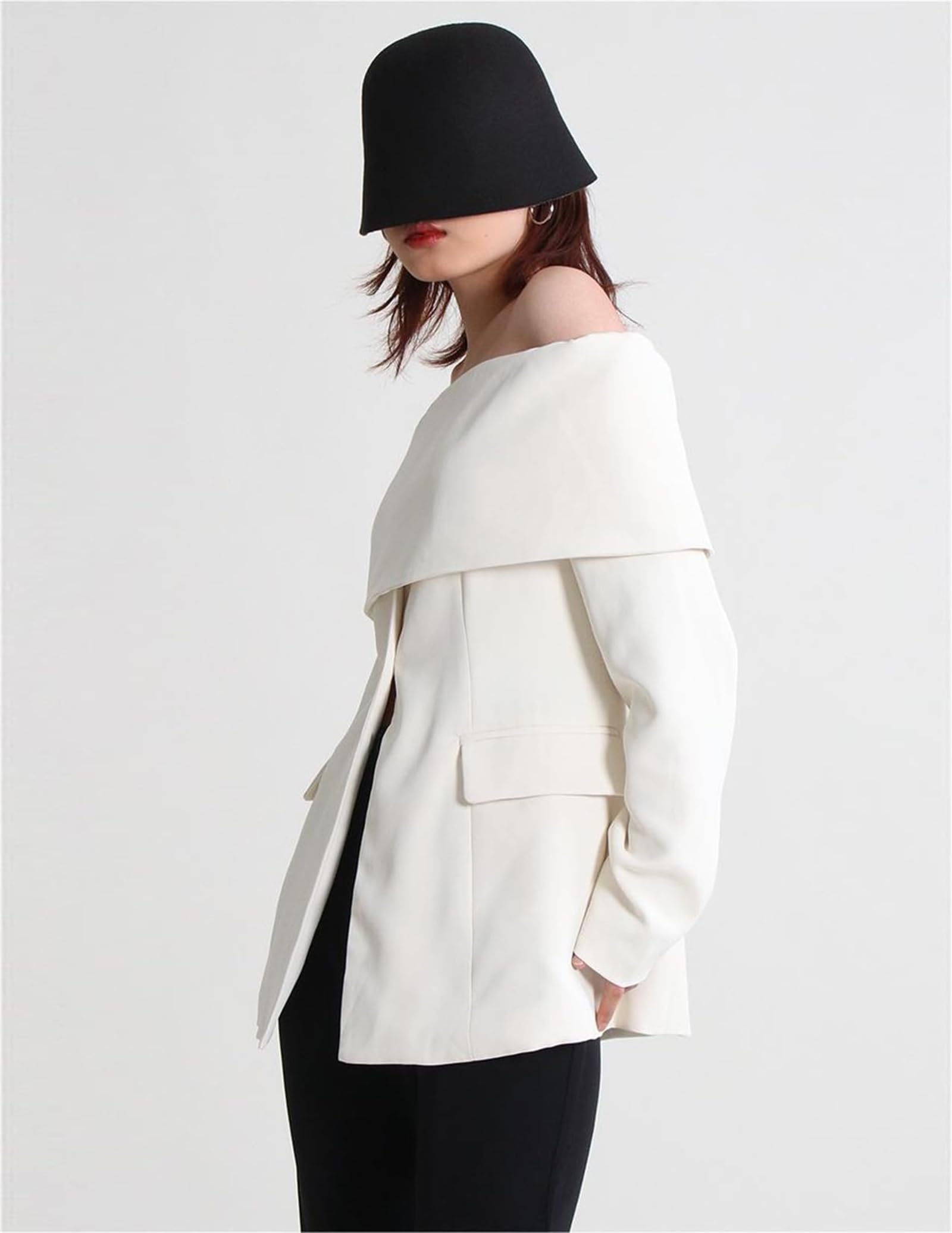 Blazer de hombro para mujer, blazers para mujer, para el trabajo, casual, a la moda, con hombros descubiertos, chaqueta tipo blazer con frente abierto