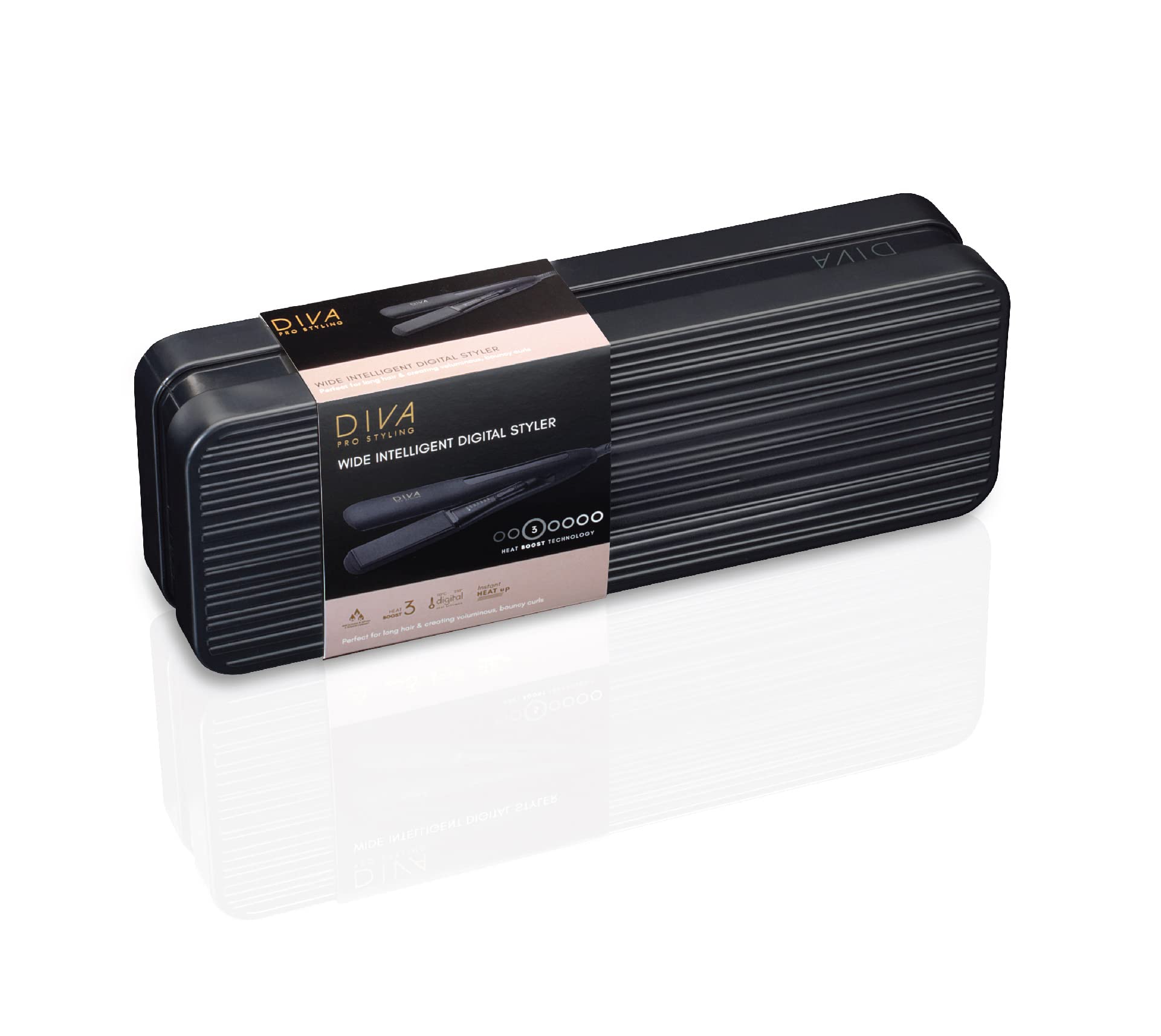 Diva Pro Styling Plancha De Pelo Y Styler Digital Ancha 800 g, negro