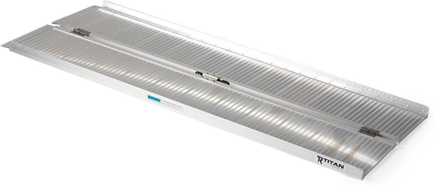 Titan Ramps 6' Wheelchair Scooter Ramp, Folds with Carrying Handle for Entryway, 600 lb. Capacity Disabled Access for Home Lightweight Aluminum