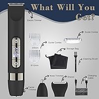 Vista 4 de Hatteker Recortadora de pelo corporal multifuncional 4 en 1 para hombres, IPX7 impermeable para ingle y cuerpo, afeitadora eléctrica recargable