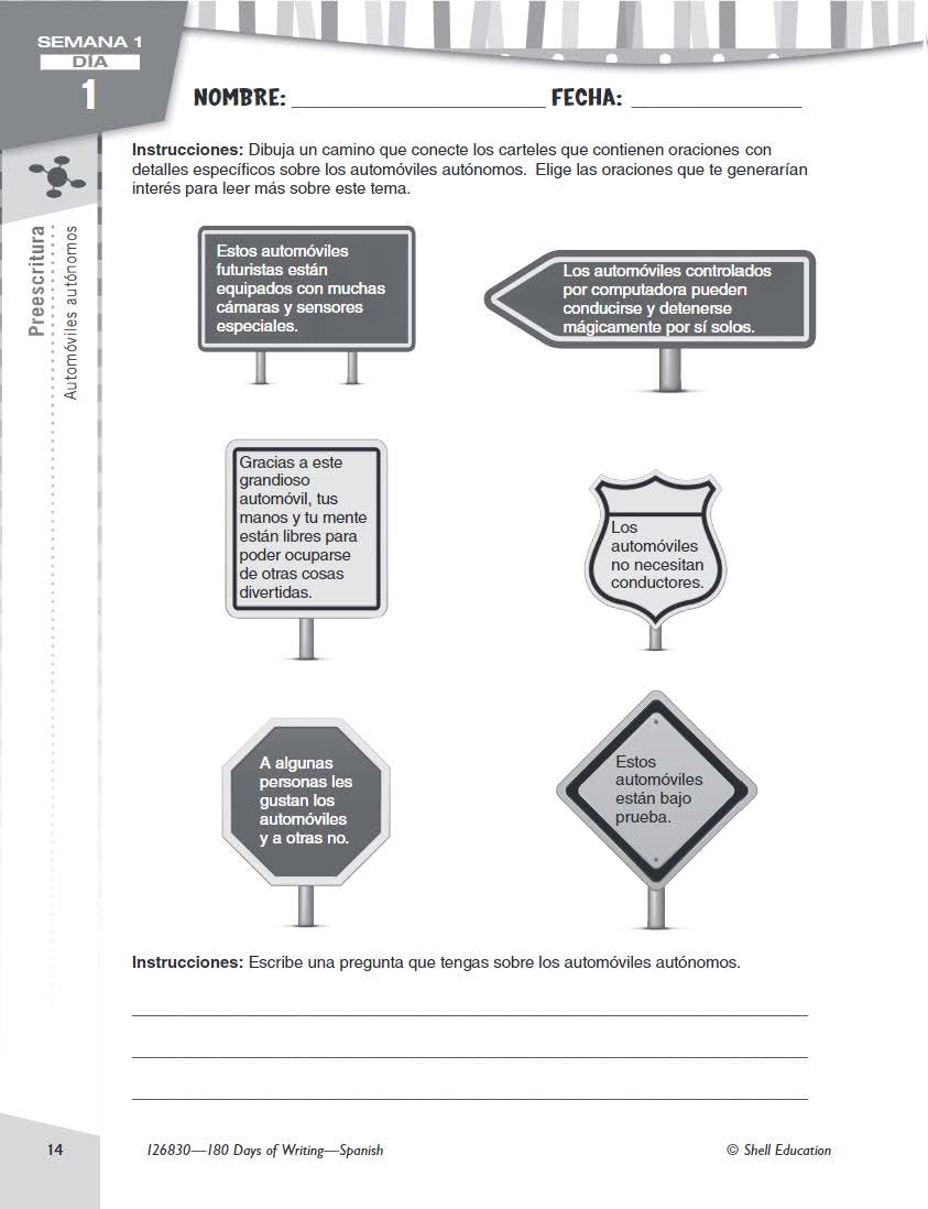 180 Days(tm): Writing for 5th Grade Spanish Practice Workbook for Classroom and Home, Cool and Fun Practice Created by Teachers (180 Days of Practice) (Spanish Edition) - Image 5