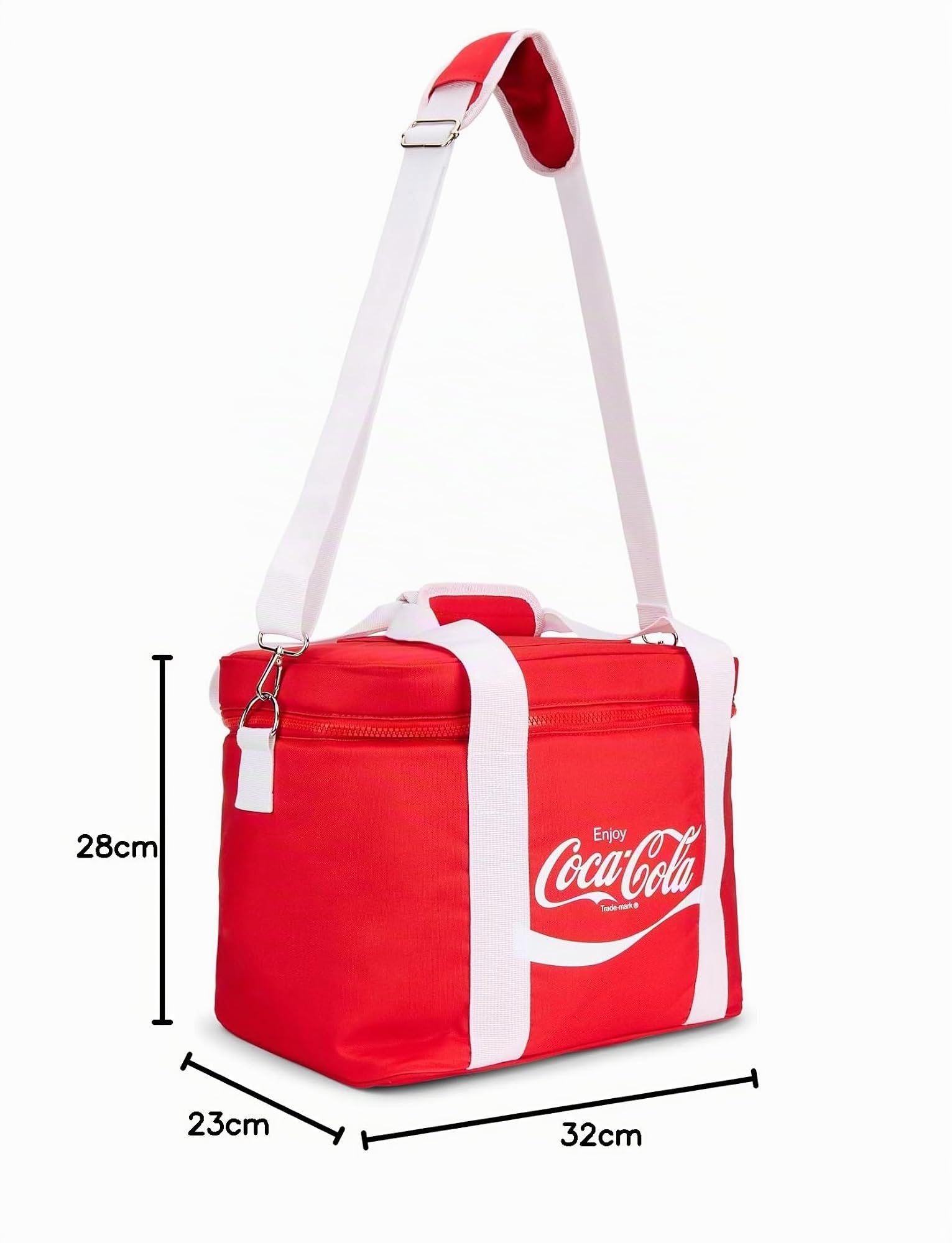Borsa termica con licenza ufficiale Coca-Cola, 20 l, con tracolla rimovibile e maniglia per il trasporto (32 cm x 28 cm)