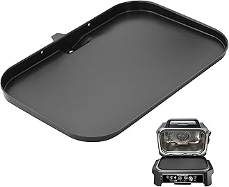 BMMXBI Griddle Plate for Ninja Woodfire Pro XL Grill OG800, OG900 Series - Heavy-duty Non-Stick Griddle Pan with Oil Hole - Rectangular Griddle Accessory - Black
