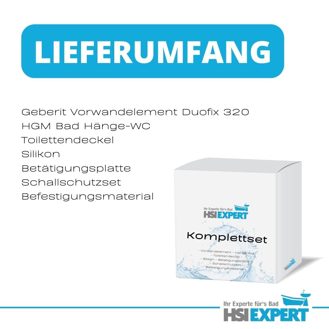 Geberit Duofix Vorwandelement UP 320, Design WC mit LotusClean Beschichtung, Absenkautomatik, Sigma01 Drückerplatte weiß, WC Deckel
