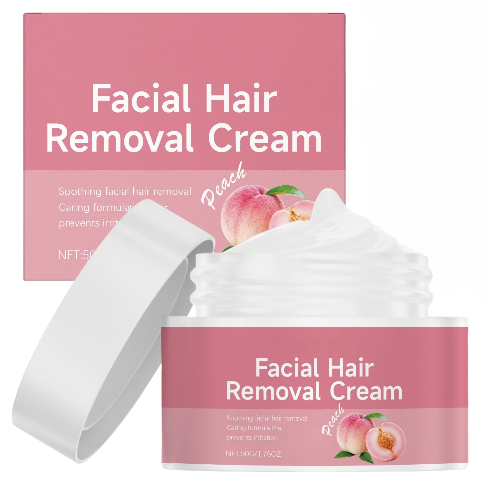 Gentle Facial Hair Removal Cream for Women and Men, Gentle Depilatory Cream for Face, Upper Lip & Chin, Fast-Acting for Smooth Skin, with peach extracts, hydrating and nourishing skin (1PCS)