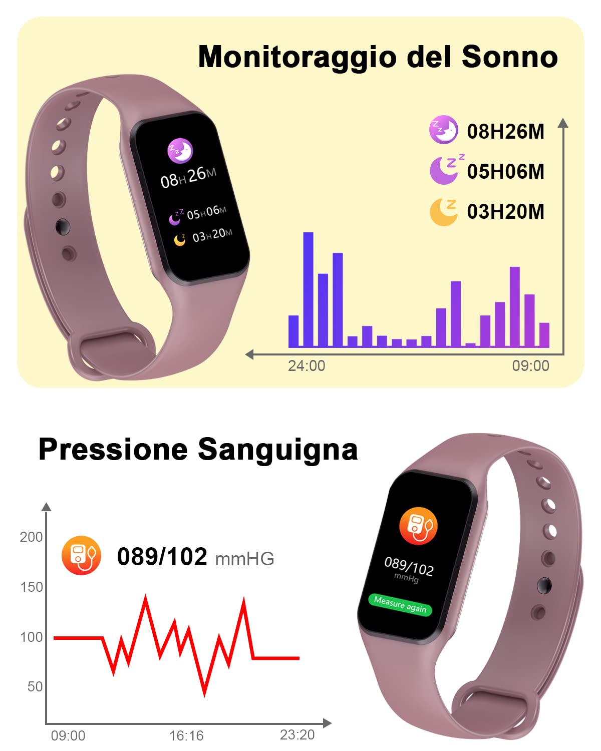 IOWODO R1 Smartwatch uomo donna con ossimetro (SpO2) Monitor Contapassi frequenza cardiaca Sonno Pedometro,Smart Watch donna uomo con notifica messaggi,IP68 impermeabile per Android iOS (2 cinturini)