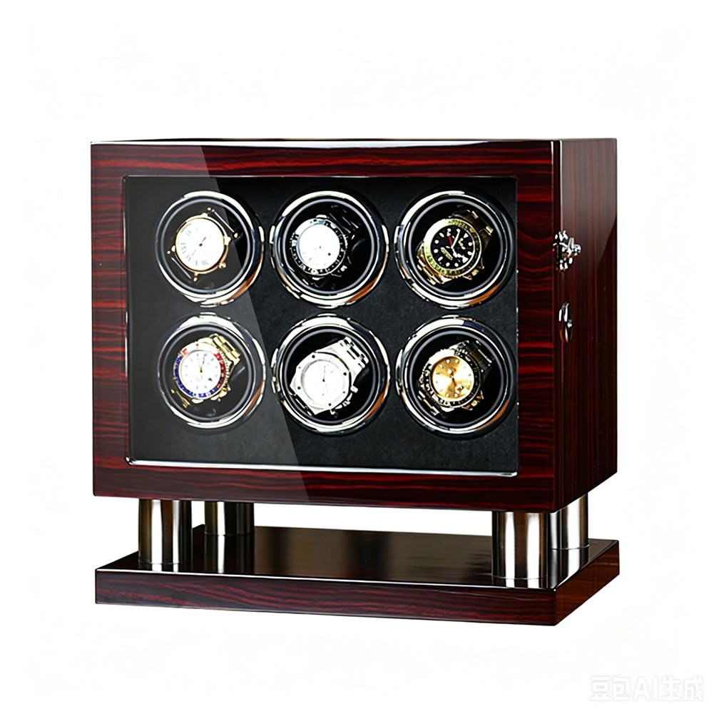 HGTRH Watch Winder, Watch Winders for Automatic Watches Watch Shaker Watch Spinner Watch Winder 6 Red and black stripes