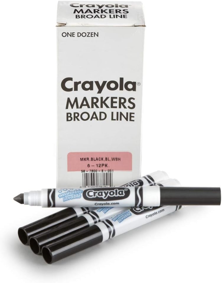 Black Washable Markers, Broad Line Markers, 12 Count