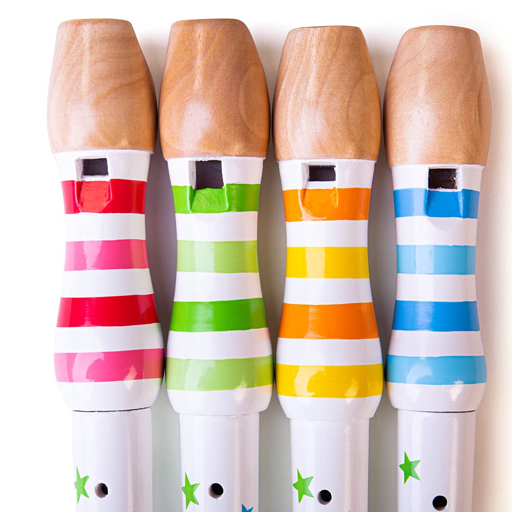 Bigjigs Toys Recorder - Wooden Recorders For Children, Toddler Musical Instrument, Kids Music Gifts, Available In 4 Colours, Age 3 Years +