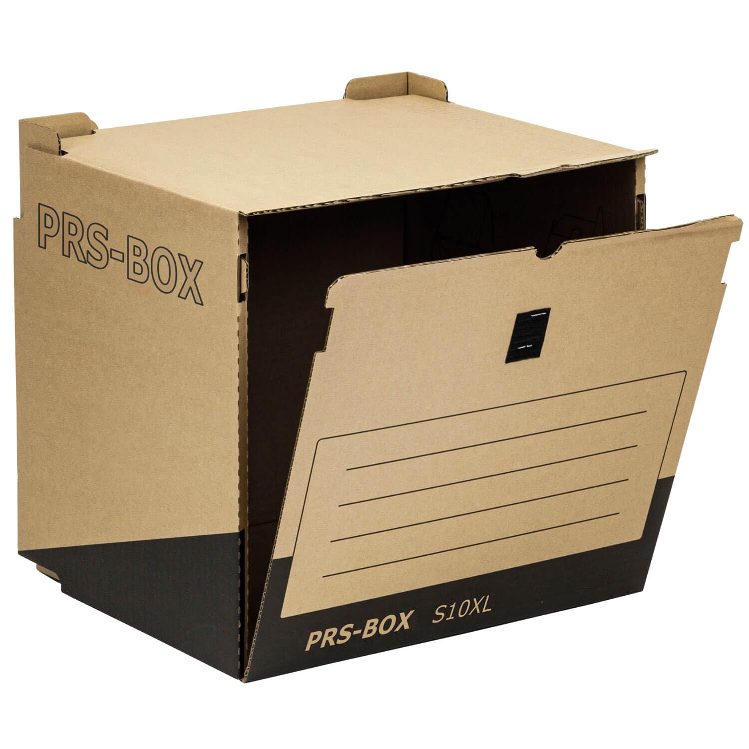 PRS Sammelbehälter S10XL, Archivcontainer, Natur/Schwarz, 10 Stück | Archivschachtel, Dokumentenablage, Aktenbox, ident zum PRESSEL Sammelbehälter S10XL