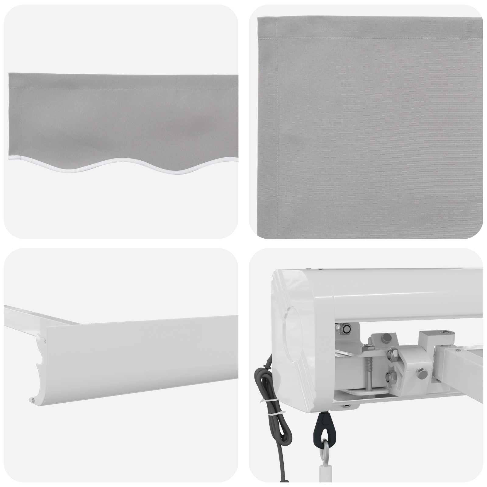 Markiza tarasowa, jasnoszara, 300 x 250 x 165 cm, zwijana markiza z poliestru i aluminium z funkcją teleskopową, odporna na działanie promieni UV, do ogrodu i na taras