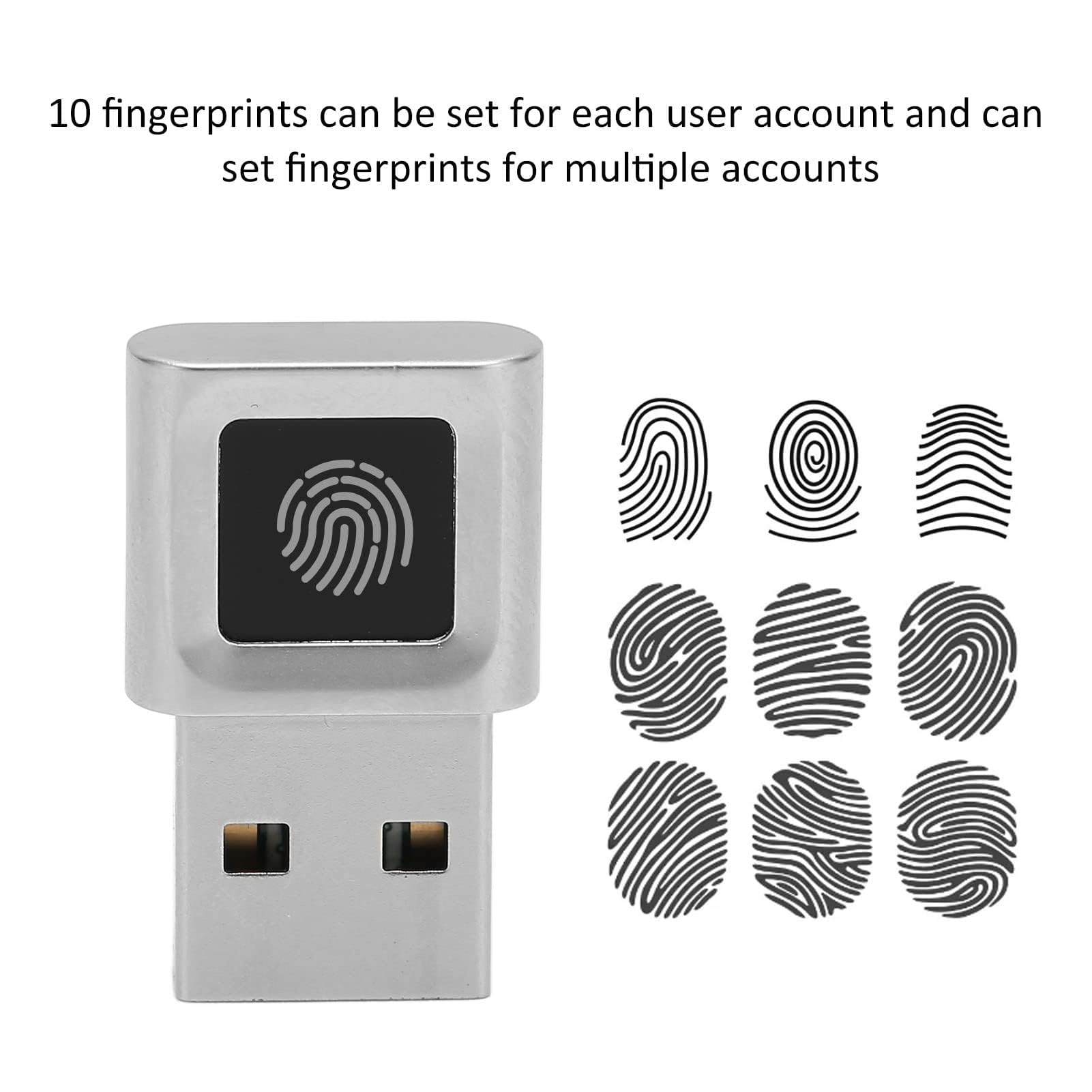 Lecteur d'empreintes digitales USB, Lecteur d'empreintes digitales USB à 360 degrés Mini Compatible avec Win11/10 Touch Speedy Matching Biométrique pour l'ordinateur portableWin