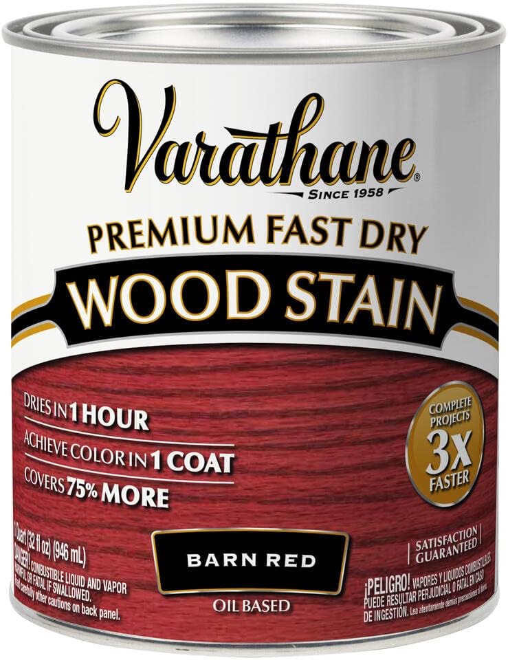 Rust-Oleum 307414　プレミアム速乾性ウッドステイン　32オンス　バーンレッド Quart 307414 1