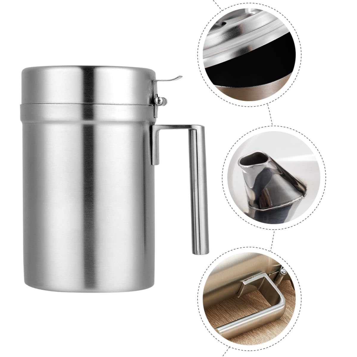 jojofuny Distributore di Aceto in Acciaio Inox 304 da 550 Ml, Contenitore Olio Cucina Antigoccia Manico, Bottiglia Multifunzione per Salsa di Soia, Salse e Condimenti, Accessorio