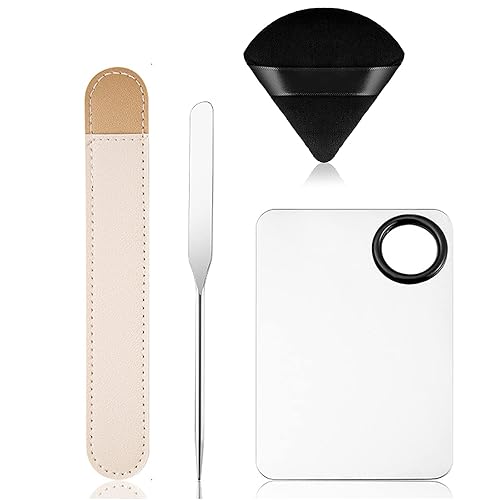 HOINCO Maquillaje cosmético de acero inoxidable con paletas de maquillaje, espátula de base, espátula en polvo, herramientas de maquillaje de