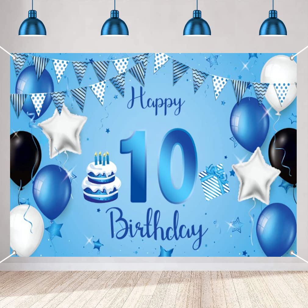 Decorazioni di compleanno blu navy e dorate, decorazione per feste con bandierine, palloncini, pompon in alluminio dorato, tenda per compleanno, fidanzamento, anniversario, decorazione per feste