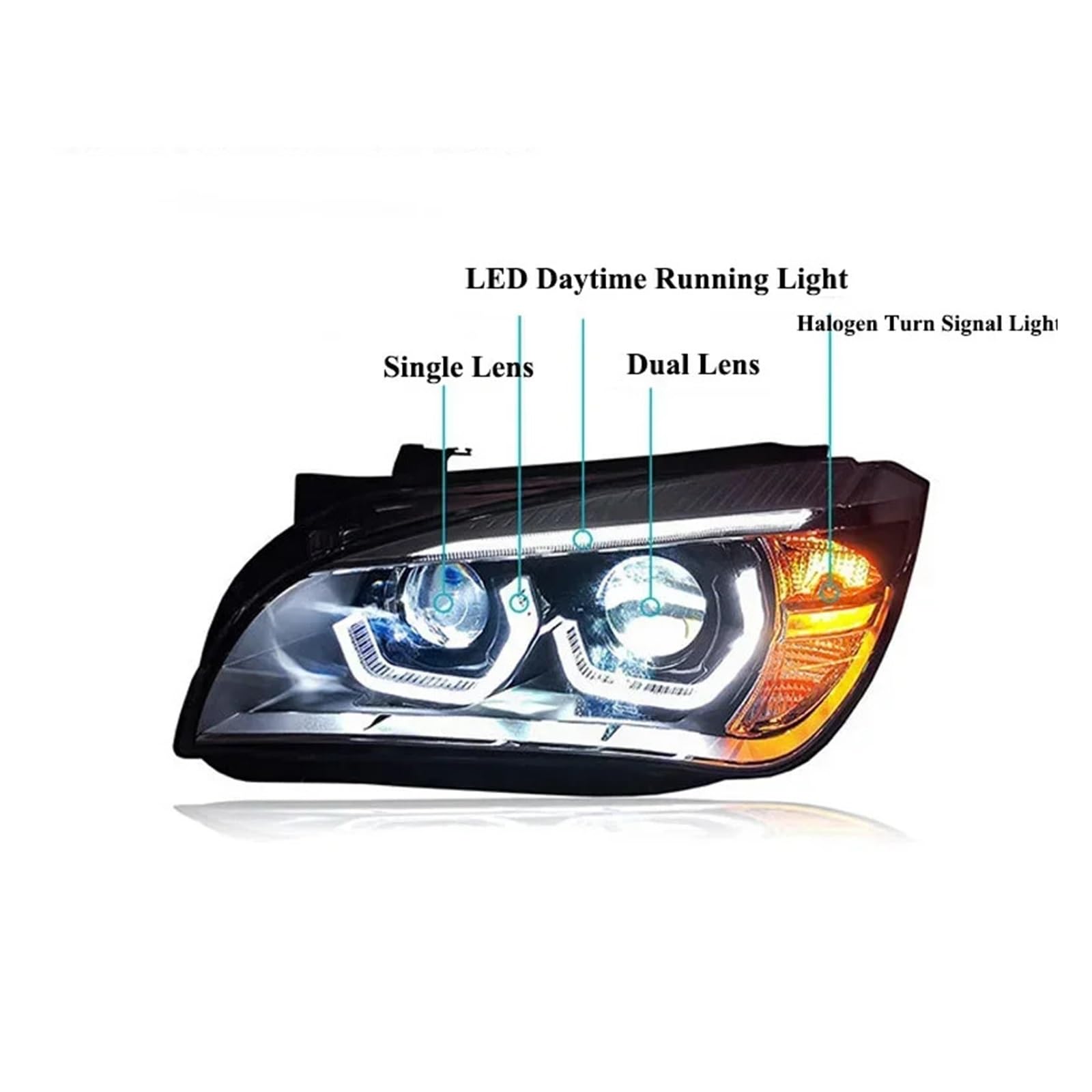 2PCS Car LED Headlamps, Compatible With BMW X1 E84 Headlights 2010-2015 LED DRL Turn Signal Front Light Auto Accessories(Replace Xenon)