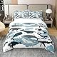 100% Baumwolle Wal Tröster Abdeckung 135x200,Marine Leben Bettbezug für Kinder,Kawaii Cartoon Sea Tier Quilt Cover,Unterwasser Säugetier Bettwäsche Set,Delfin Killer Wal Dekor Bettwäsche Abdeckung