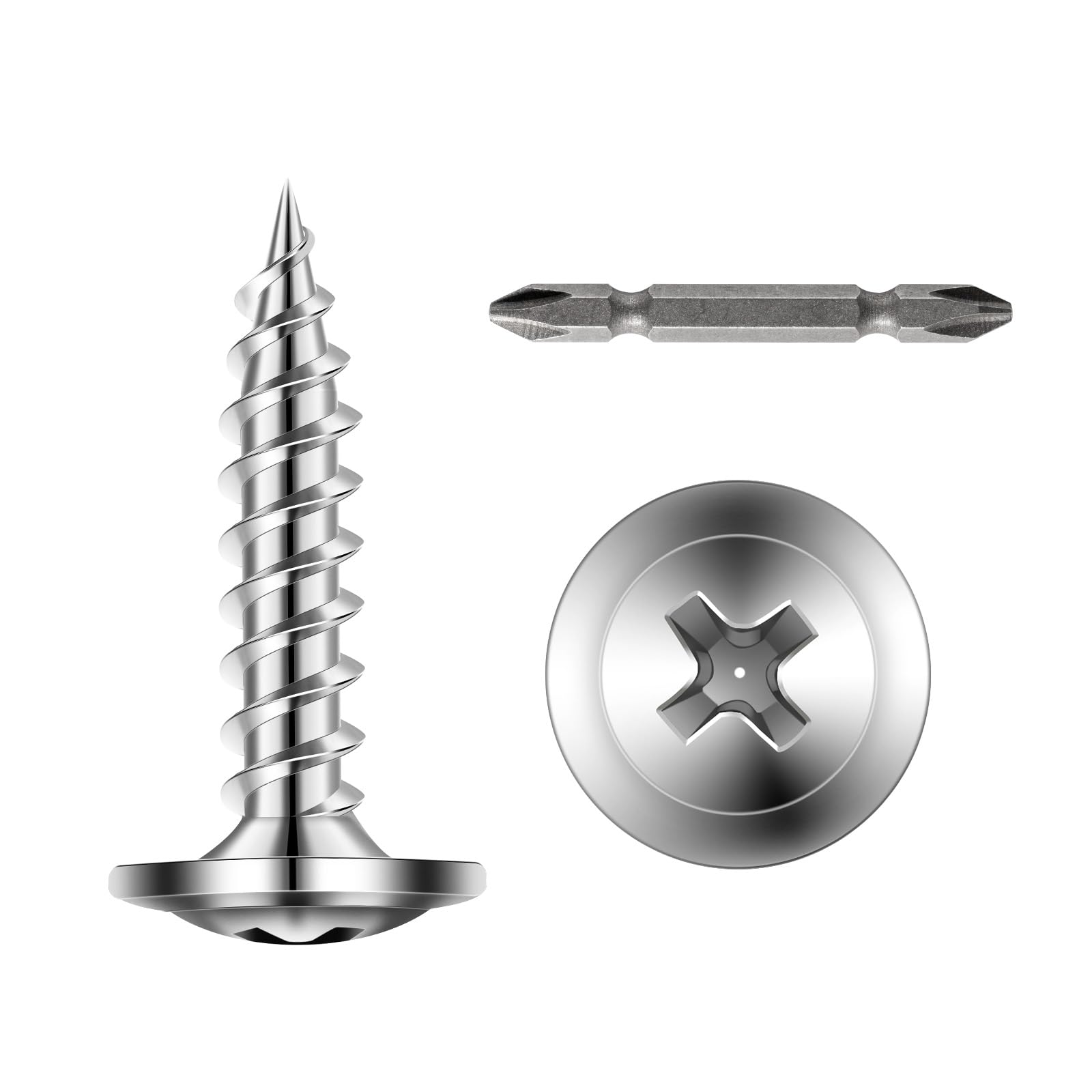 VVEOR - Tornillos autoperforantes para paneles de yeso a madera, anclajes de pared de acero inoxidable multiusos de alta dureza con una broca Phillips, ranura cruzada para renovación del hogar (300