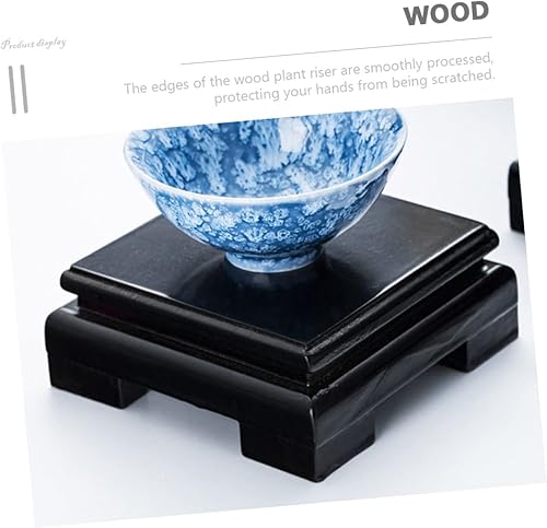 Miniatura 5 de Garneck Soporte de planta de base cuadrada para plantas de madera para interiores, soporte de exhibición de madera, soporte elevador para plantas en