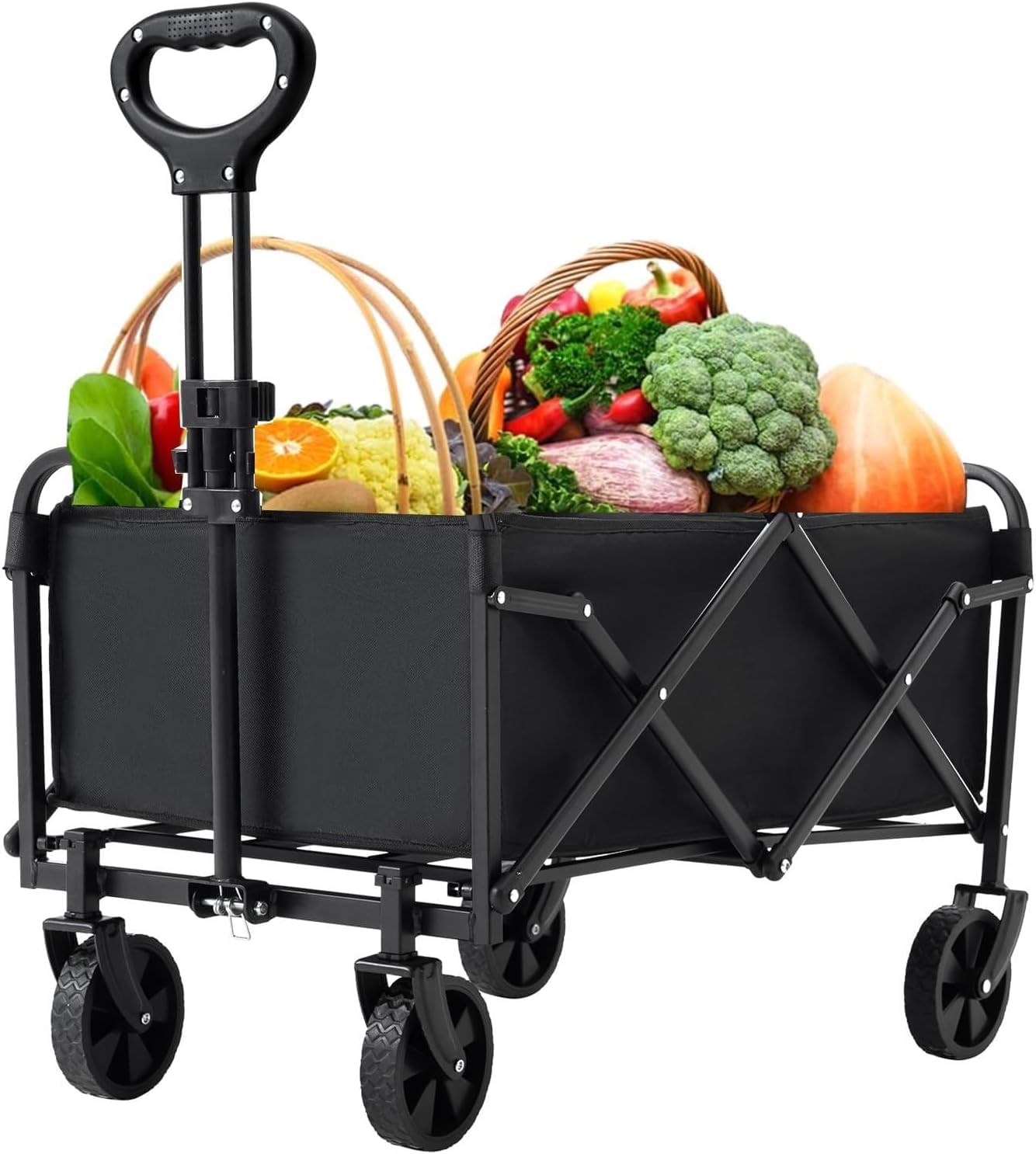 heavy duty folding wagon portable foldable beach wagon large capacity removable for camping travel sports fishing barbecue carts