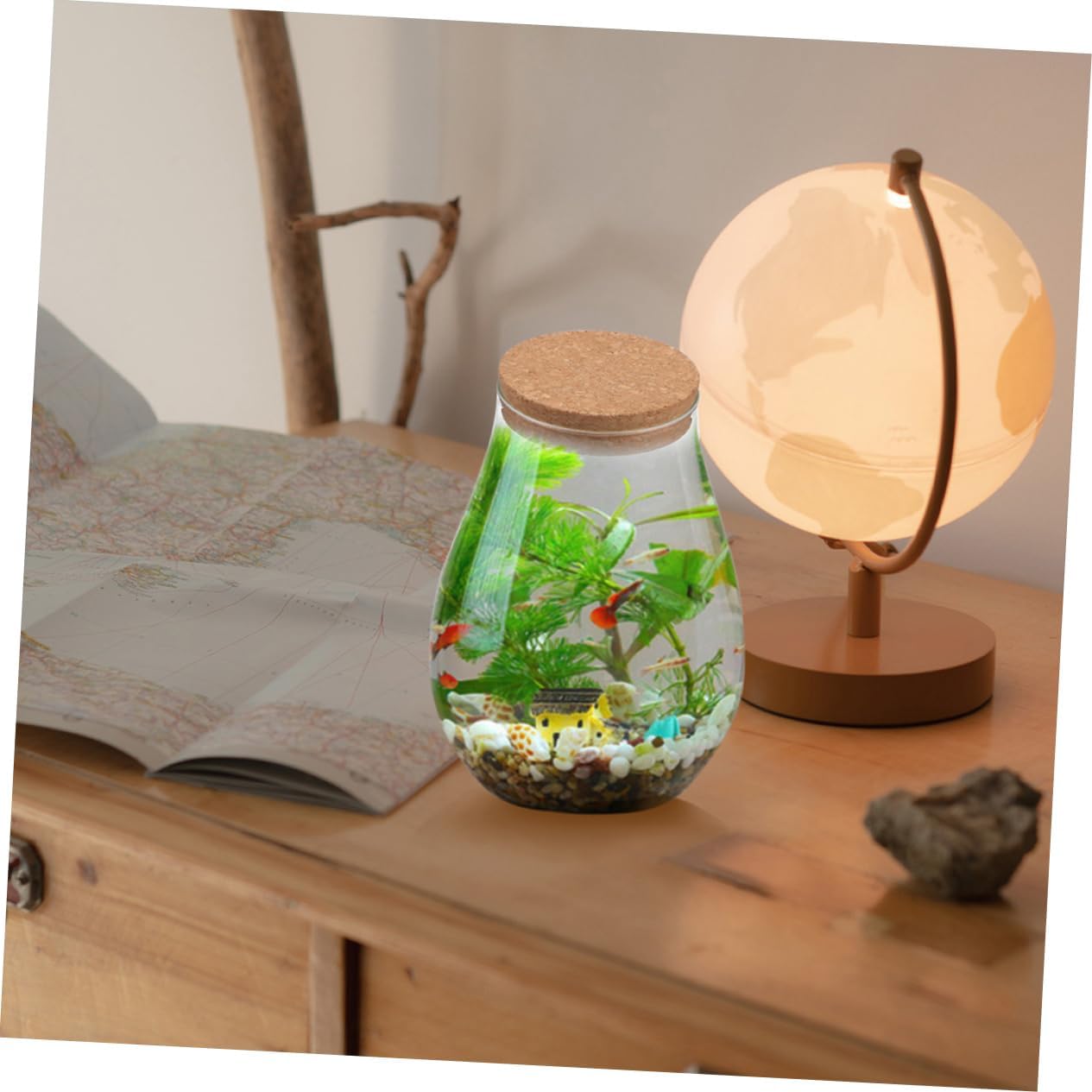 Toyvian 2pcs Terrarium Glass Bottle Moss Eco Bottle DIY Micro Landscape Vase Cork Home Office Decor