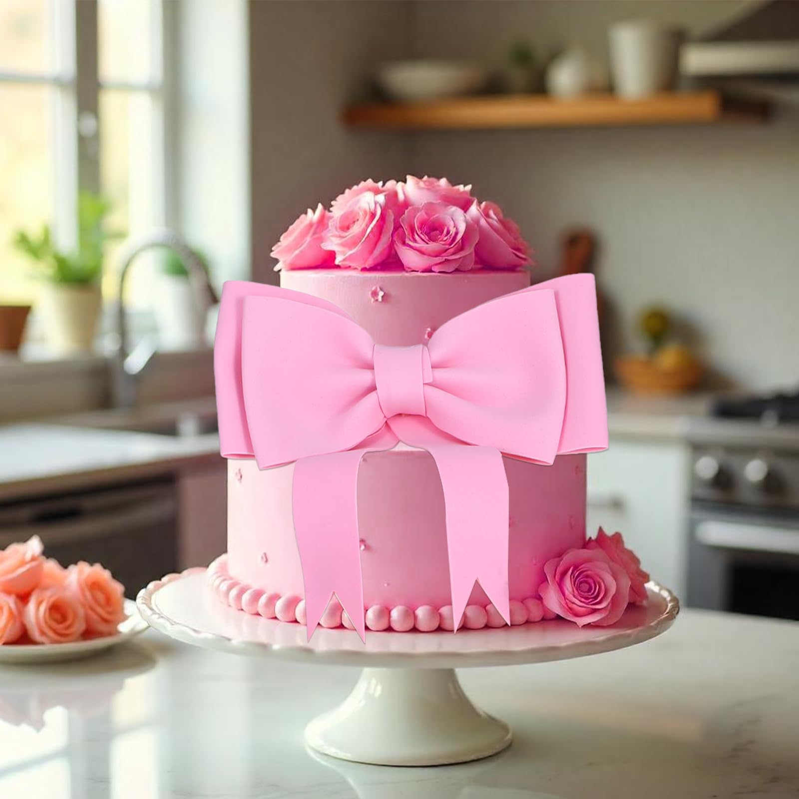 Topper per cupcake con fiocco rosa, decorazione per addio al nubilato, forniture per feste a tema civetta, lei sta facendo il nodo, fiocco per ragazza per il primo compleanno torta Smash
