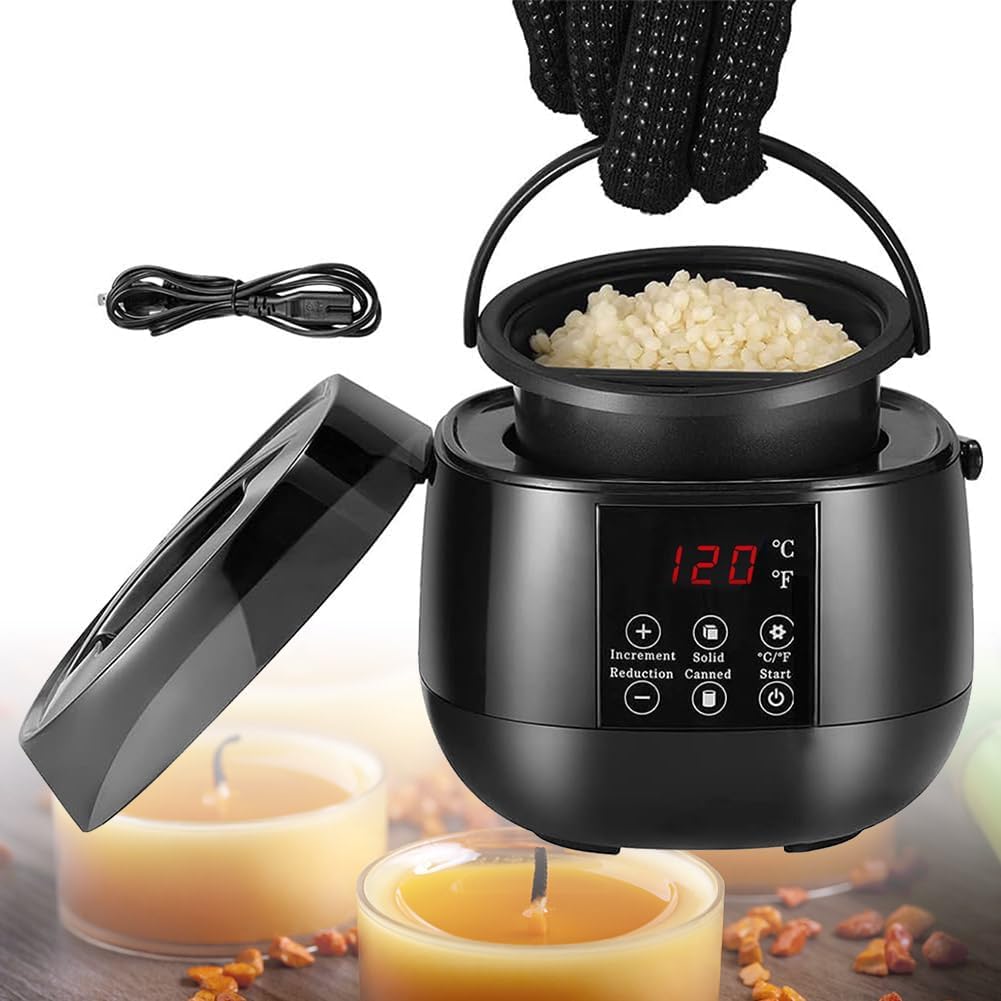Olla de cera de vela eléctrica con pantalla LED digital antiadherente color negro