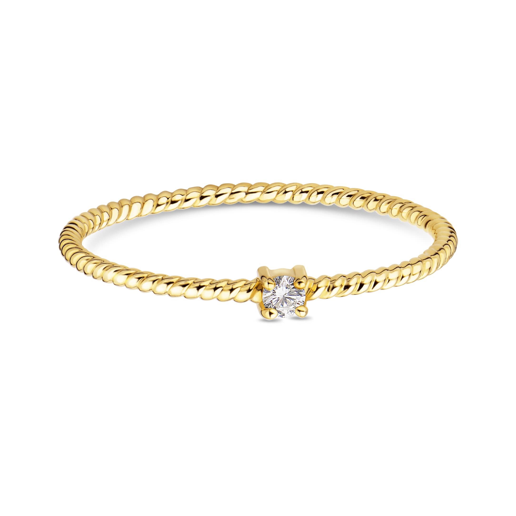 Orovi Damen Goldschmuck, Gold Ring mit Diamant 0.04 ct, Solitärring Verlobungsring, 9 Karat (375) Gelbgold