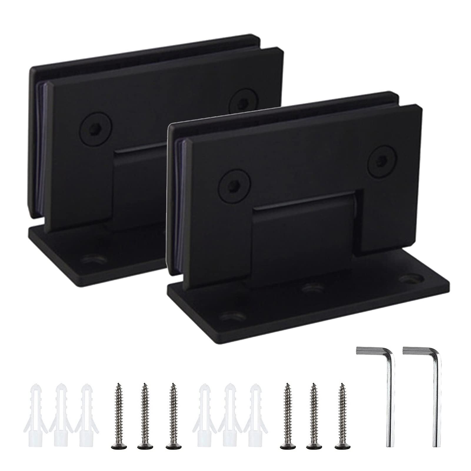 2Pcs Stainless Steel Shower Door Hinges, 90 Degree Glass Frameless Clamp, 8-12mm Two Way Wall to Glass Bathroom Door Hinges