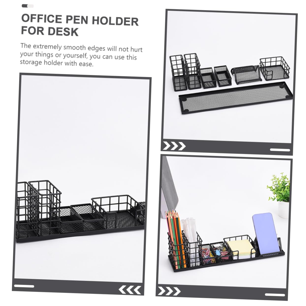 Portapenne Da Scrivania in Metallo Set 7 Pezzi, Contenitore Per Matite Grande Capacità Scomparti Separati, Organizer Multifunzione Resistente Allo Sbiadimento Per Ufficio e Casa