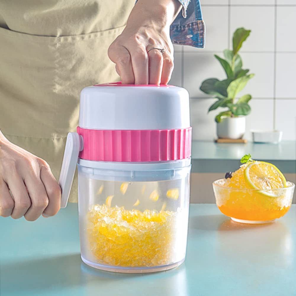 LPY Golarka do lodu i stożków śnieżnych - przenośna kruszarka do lodu i golarka do lodu, domowa ręczna maszyna do smoothie łamacz lodu, ręczna kruszarka do lodu dla dzieci (różowa) - bez BPA