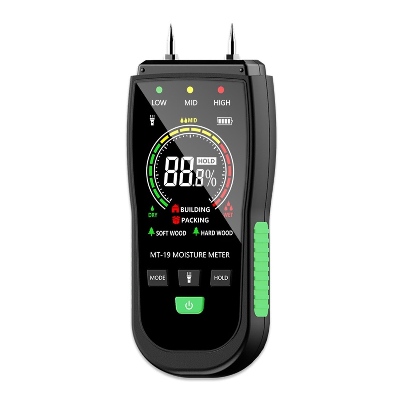 Medidor Digital De Humedad Madera Higrómetro Detector Linterna LCD Ladrillo Preciso Rápido Monitorización Tiempo Real
