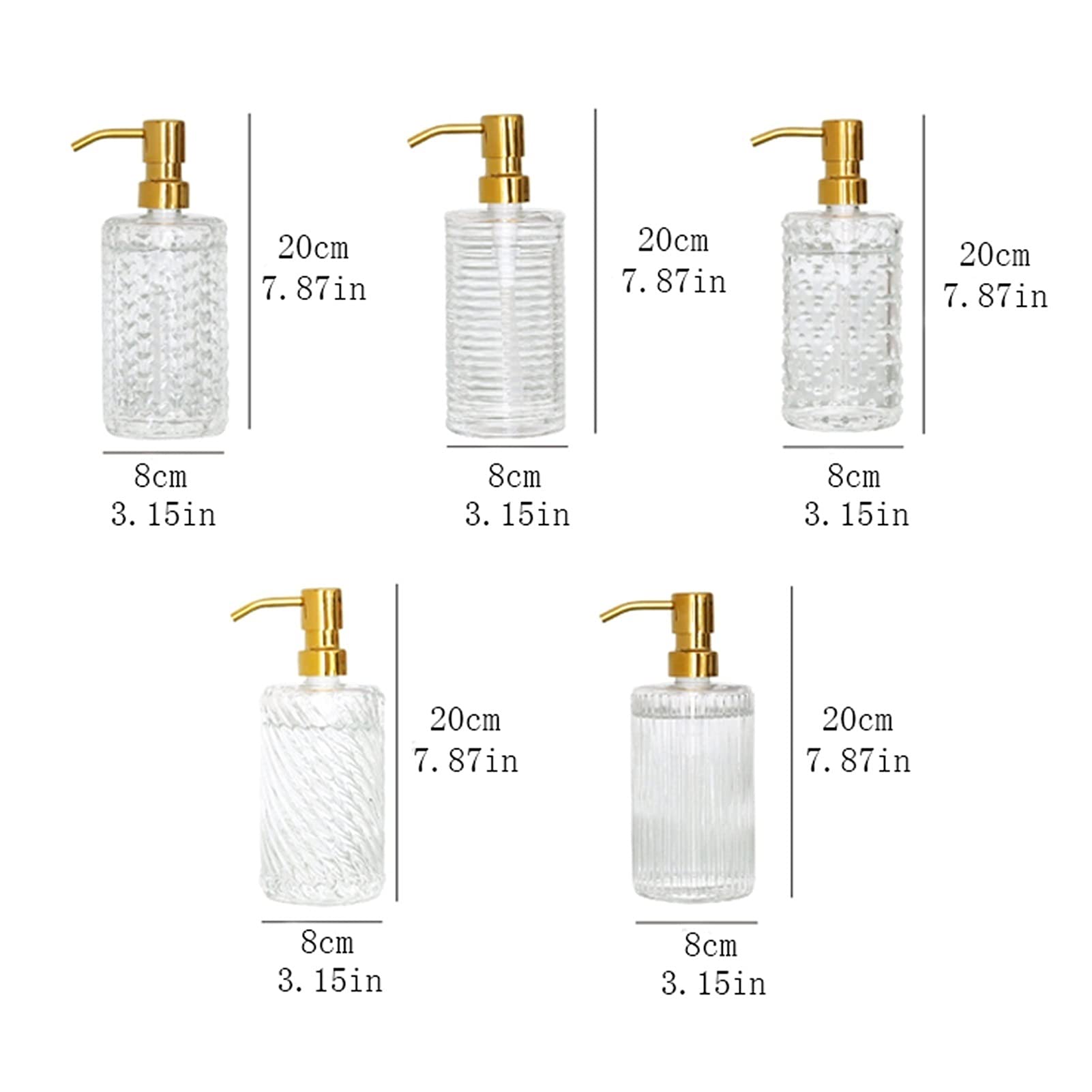 dispenser sapone/Dosatori per sapone liquido Bottiglia di sanificazione della mano di vetro con testa della pompa d'acciaio inossidabile dorata, distributore di sapone a mano liquido riutilizzabile pe