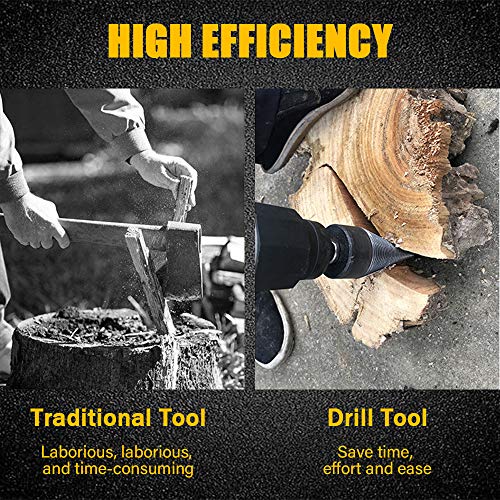 image for VARWANEO Firewood Log Splitter Drill Bit Set, 3pcs Removable Heavy Dut